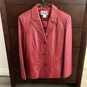NWOT Vintage CLIO 100% GENUINE LEATHER WOMEN’S RED/BURGUNDY JACKET SIZE:S